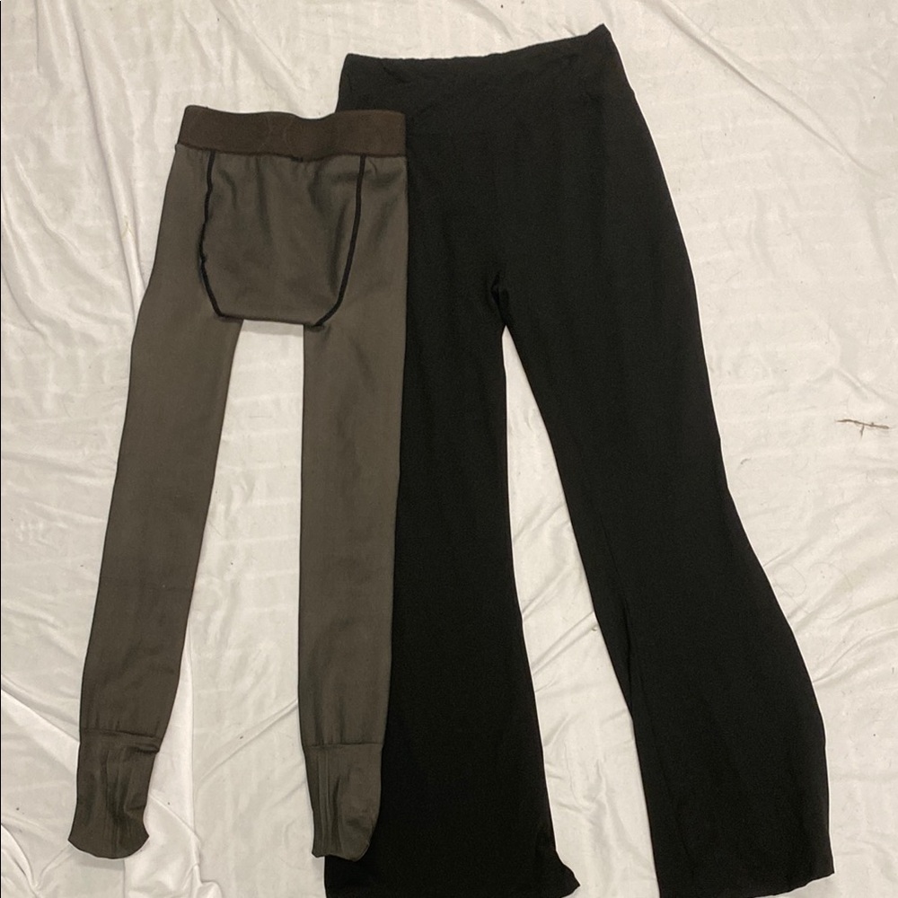 Black and Brown Leggings with Stretchy Knit Fabric